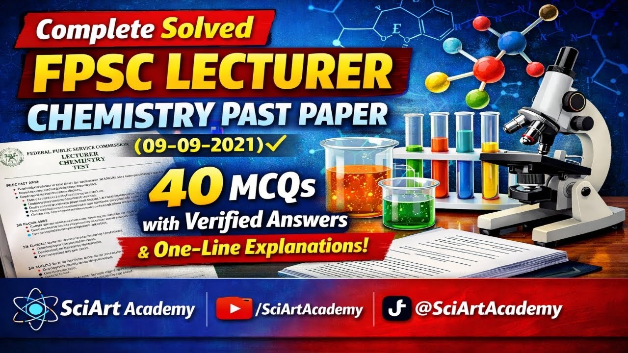 Solved FPSC Lecturer Chemistry Past Paper (09-09-2021) 40 MCQs with Verified Answers Explanations