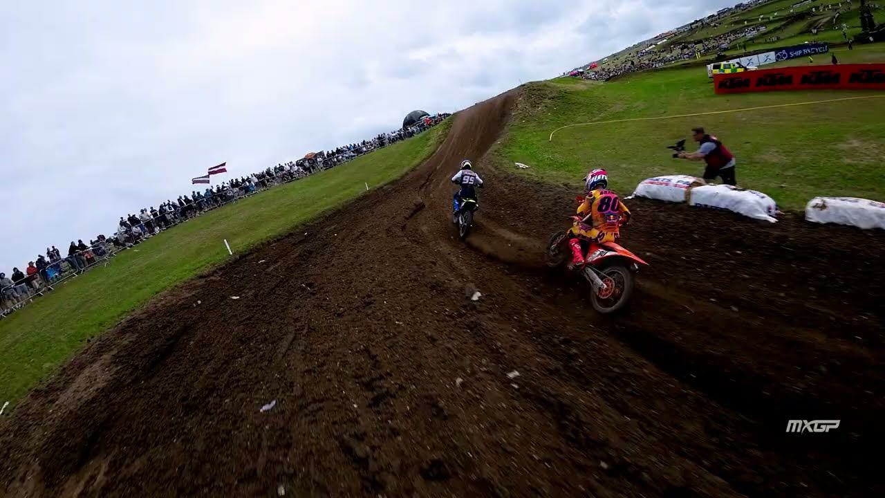 MXGP of Great Britain Andrea Adamo pass Guillem Farres FPV