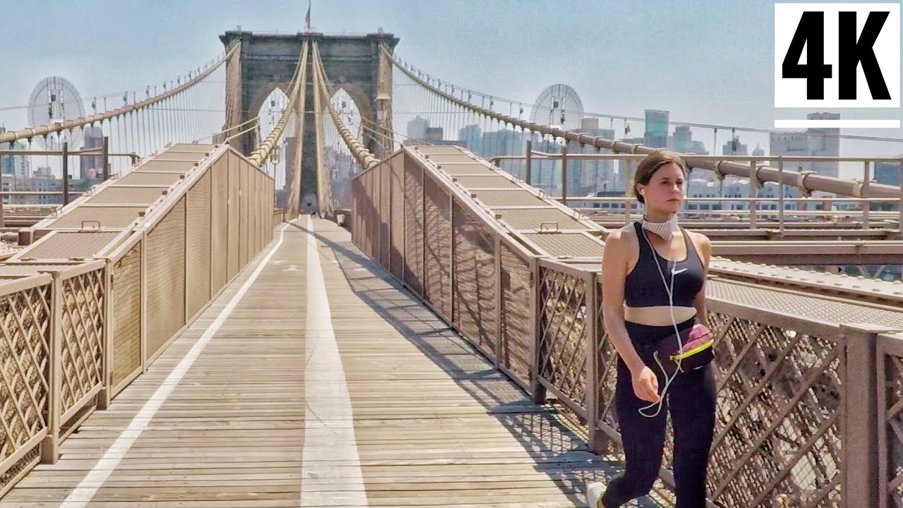 ⁴ᴷ⁶⁰ Walking Across The Brooklyn Bridge New York City 2020-No Tourists/Empty Brooklyn Bridge NYC