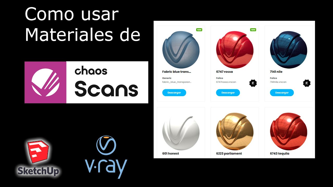 COMO USAR MATERIALES DE CHAOS SCANS - SKETCHUP - VRAY 5