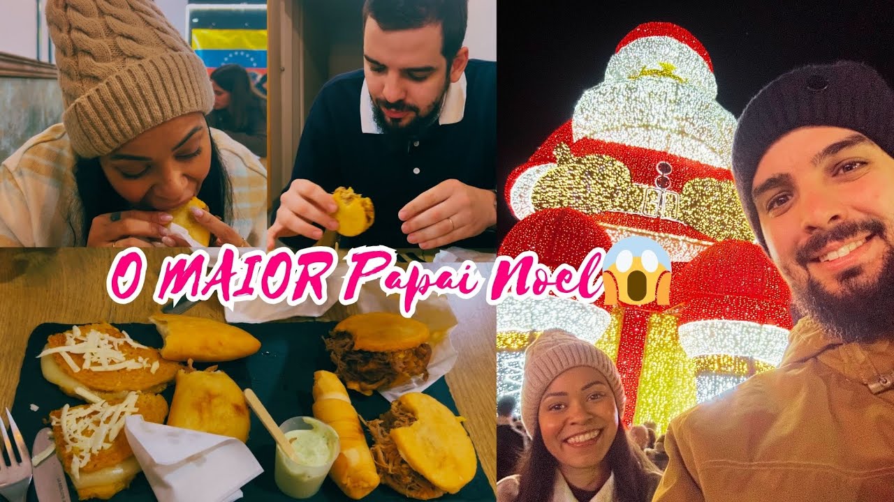 Fomos ver o MAIOR Papai Noel da Europa 🎅 + provando comida venezuelana | Vlog