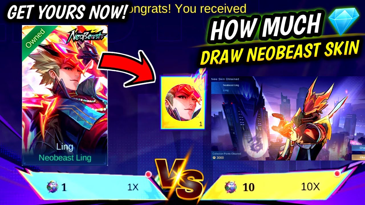 HOW MUCH 💎 FOR NEW NEOBEAST SKINS?! DRAW NEOBEASTS SKIN (LING,BRODY, PHARSA)! - MLBB