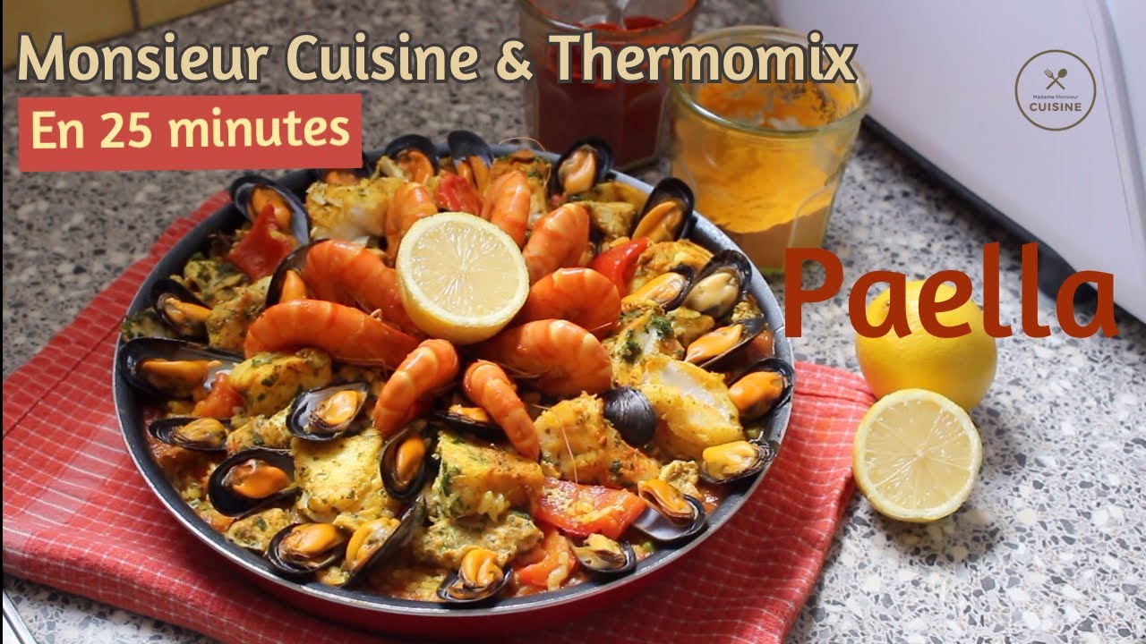 Recette Paella fruits de mer et poulet - Monsieur Cuisine - TM5 - TM6 - TM31