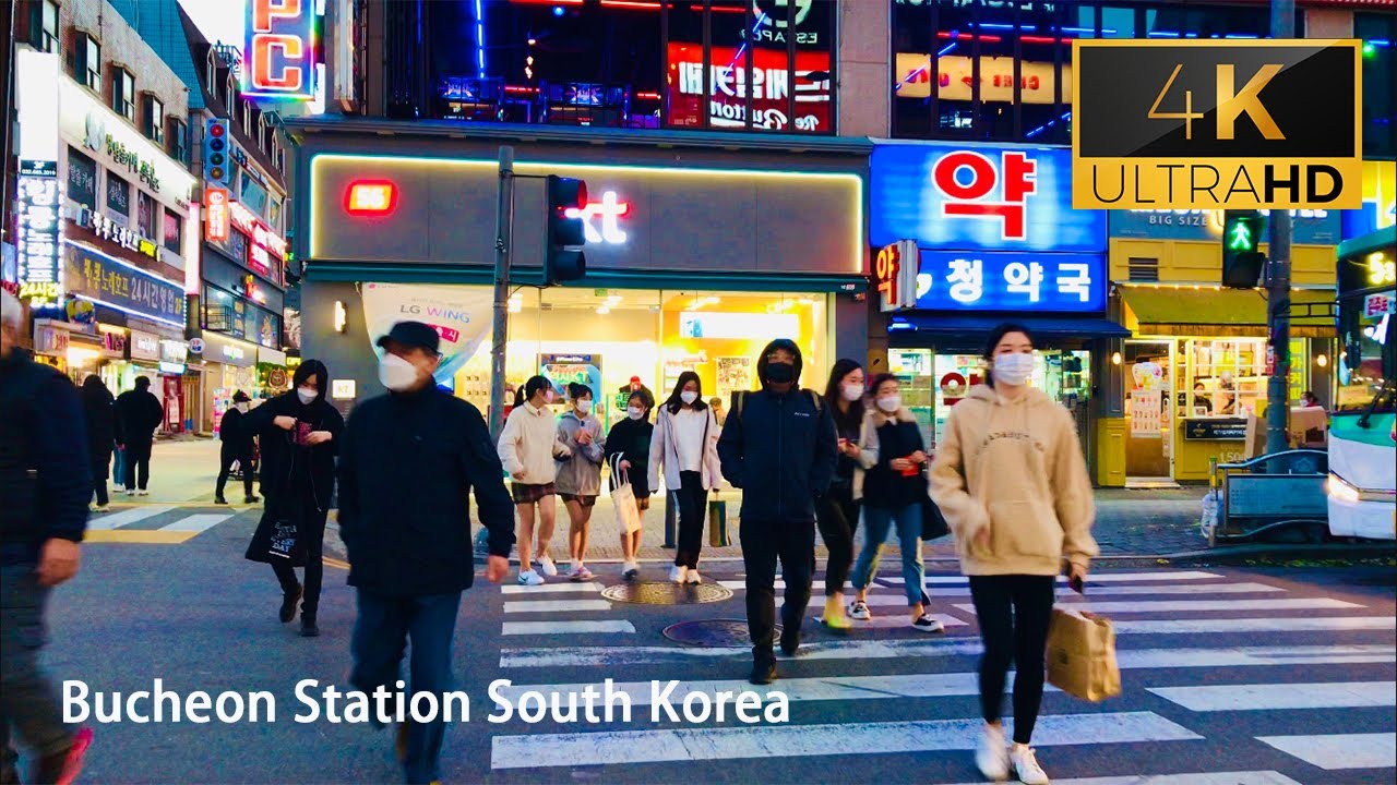 [4K]ASMR：Вечерняя прогулка по вокзалу Пучхон Южная Корея | Seoul Walk