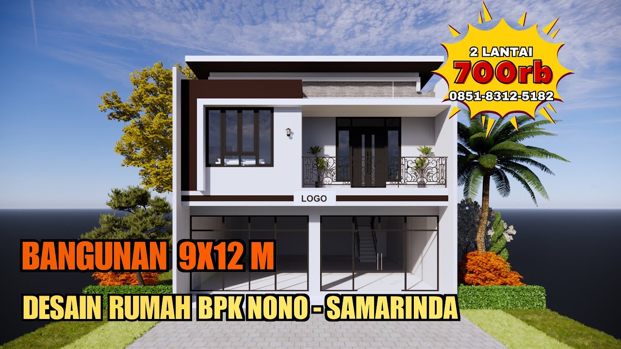 Desain Rumah UK 9X12 M 2 Lantai | Jasa Desain Rumah Bpk Nono, Samarinda