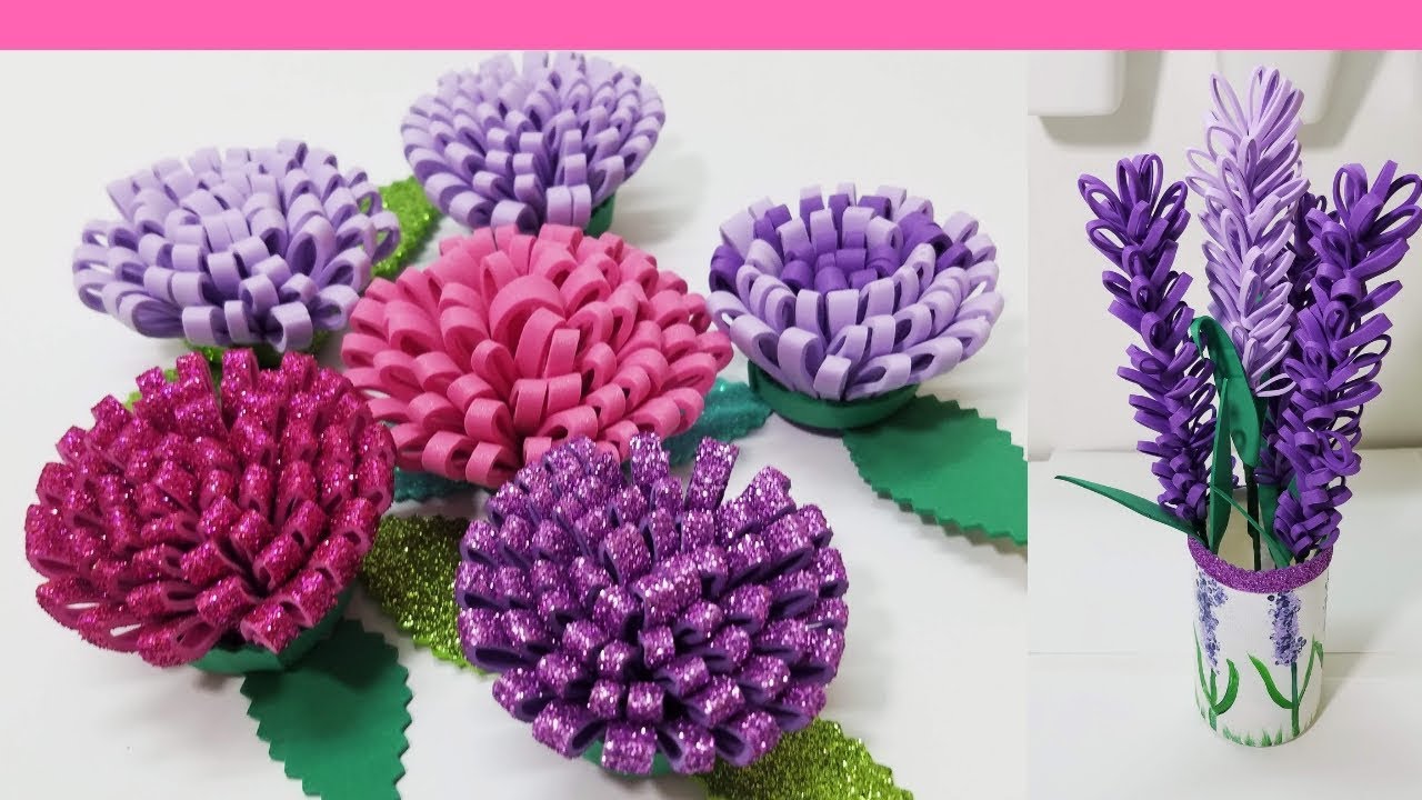 diy como hacer flores de foamy o goma eva fáciles