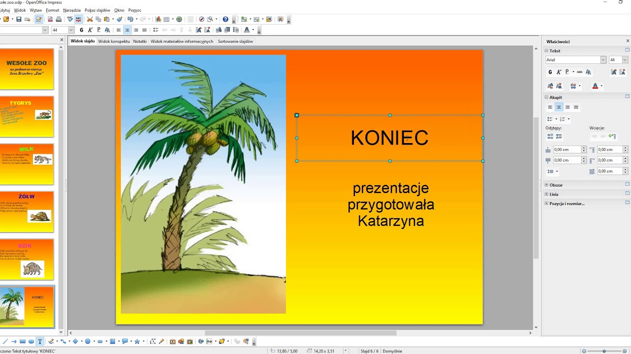 OpenOffice Impress cw 9 Dodajemy slajd końcowy