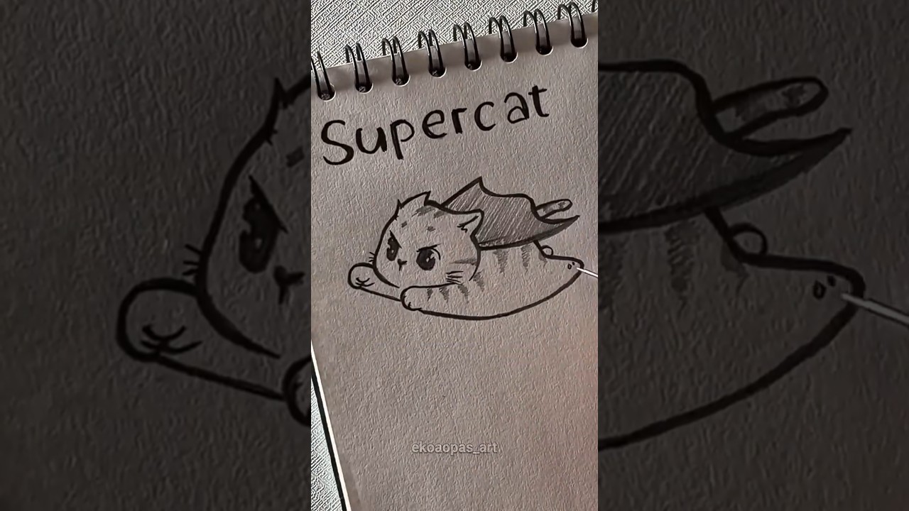 Как нарисовать милого кота #рисунок #урок #какрисовать #эскиз #искусство