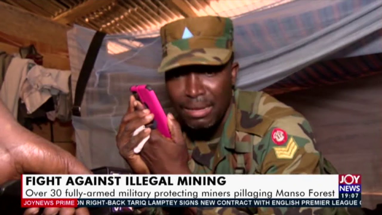 Over 30 fully-armed military protecting miners pillaging Manso Forest -  JoyNews Prime (18-1-21)
