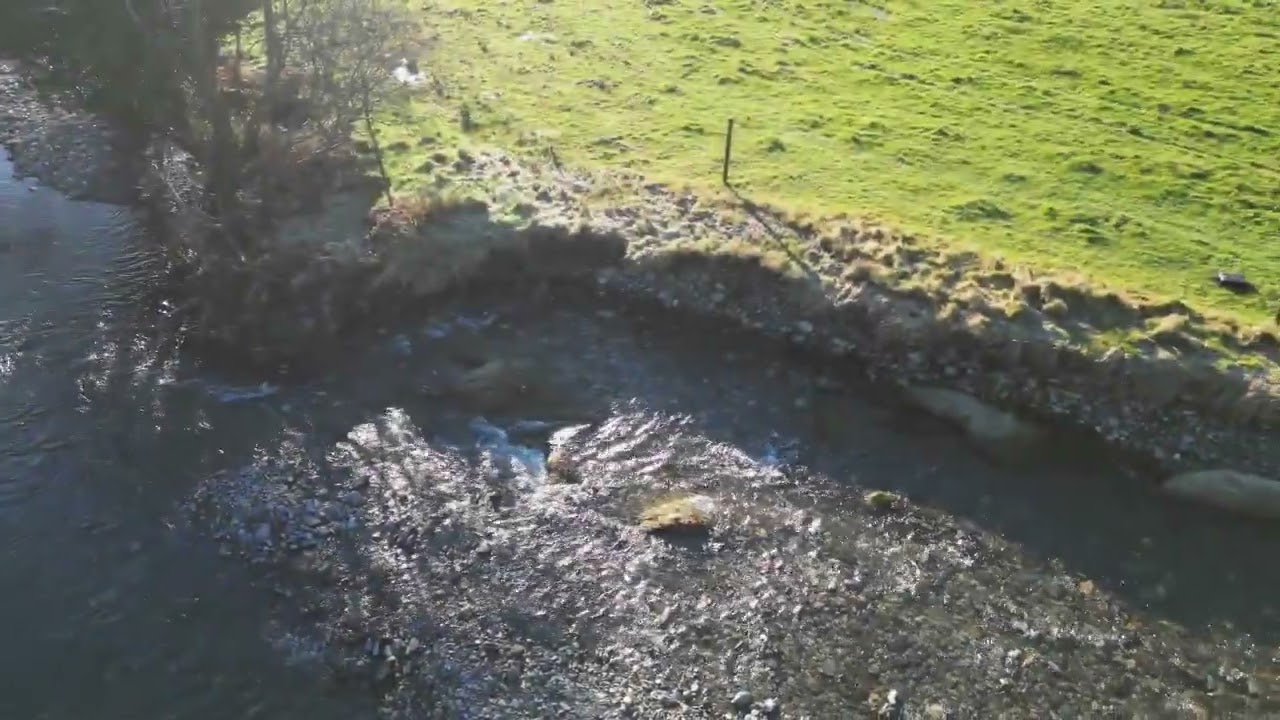 River Glass Isle of Man -  Flooding and river bank erosion.