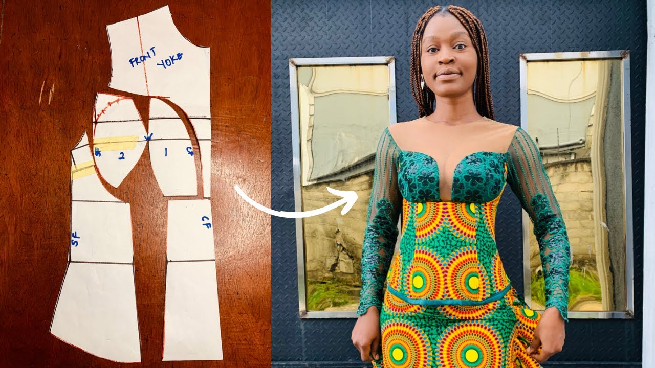 How to Cut a Corset Blouse with Deep illusion Neckline ||Corset blouse with yoke