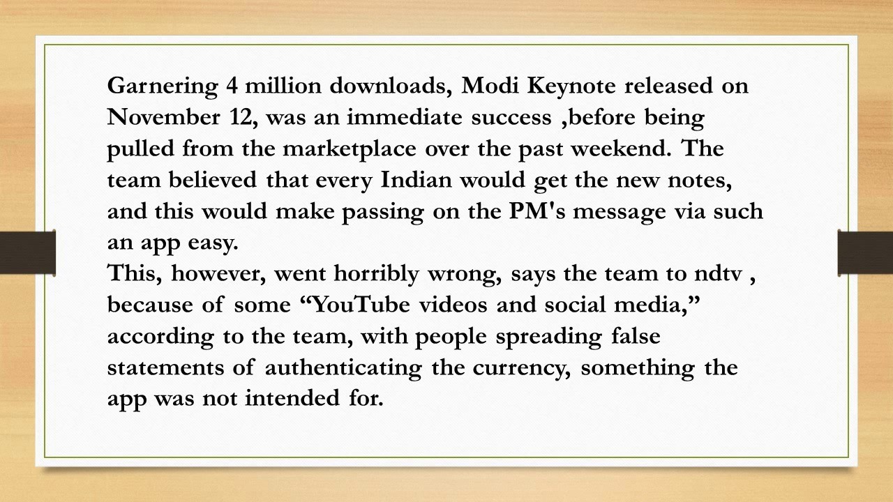 Modi Keynote App Developers Remove the App From Google Play