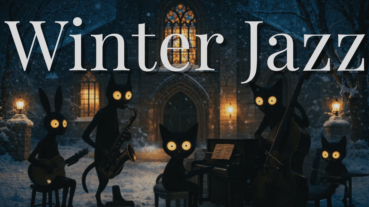 雪降る夜のウィンタージャズ｜Winter Jazz Cats｜静かな冬の作業・読書BGM