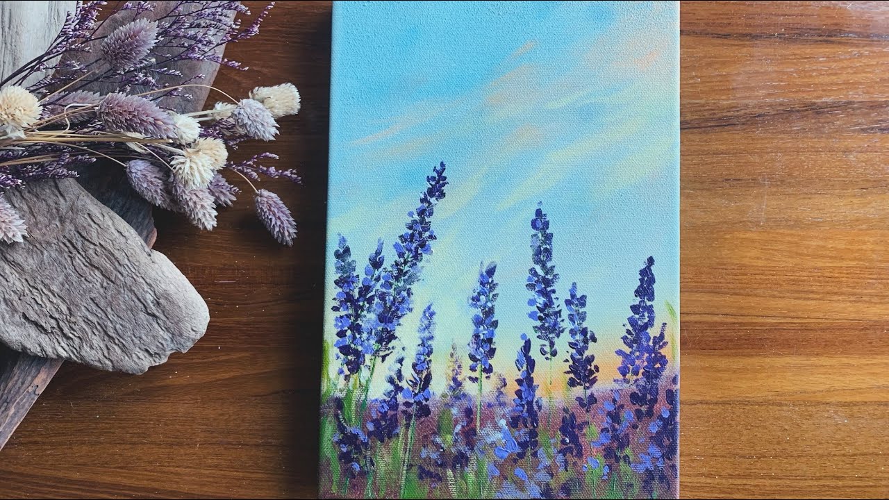 壓克力畫 初學者技巧| 夕陽下的薰衣草 | Acrylic Painting Tips | Lavender | Easy for beginners