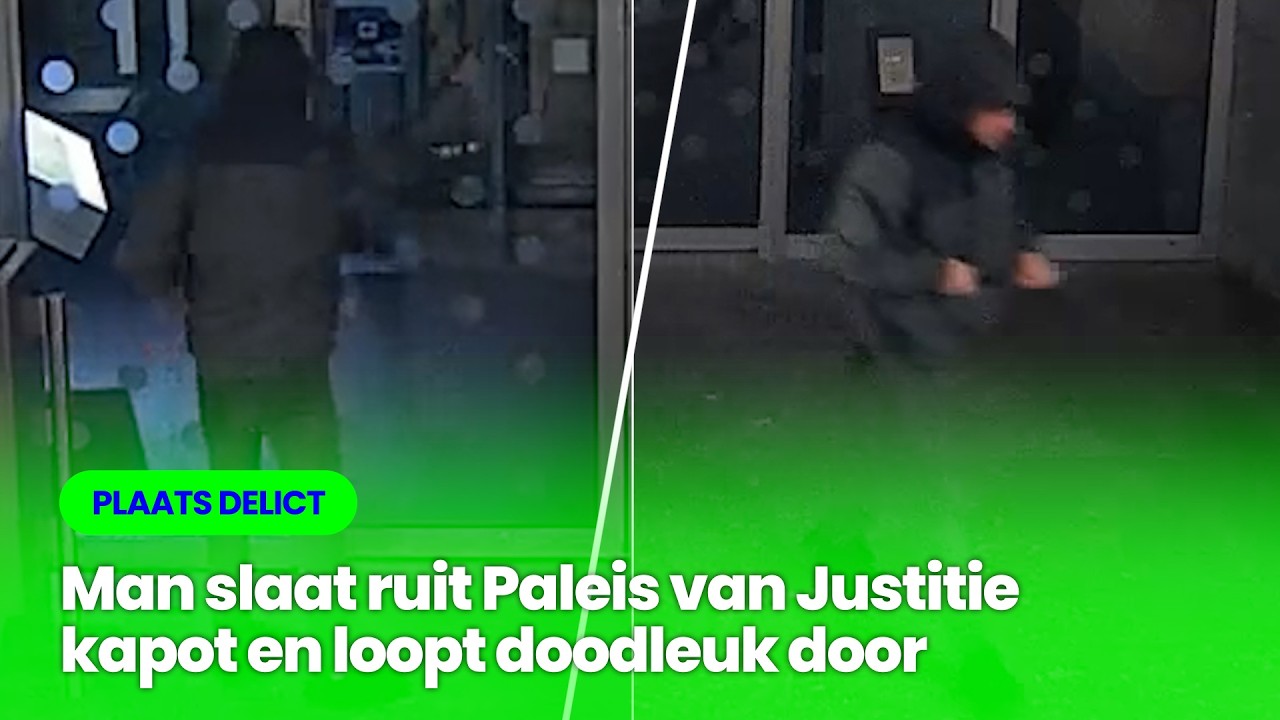 Ruit Paleis van Justitie kapotgeslagen, dader loopt rustig door I Plaats Delict