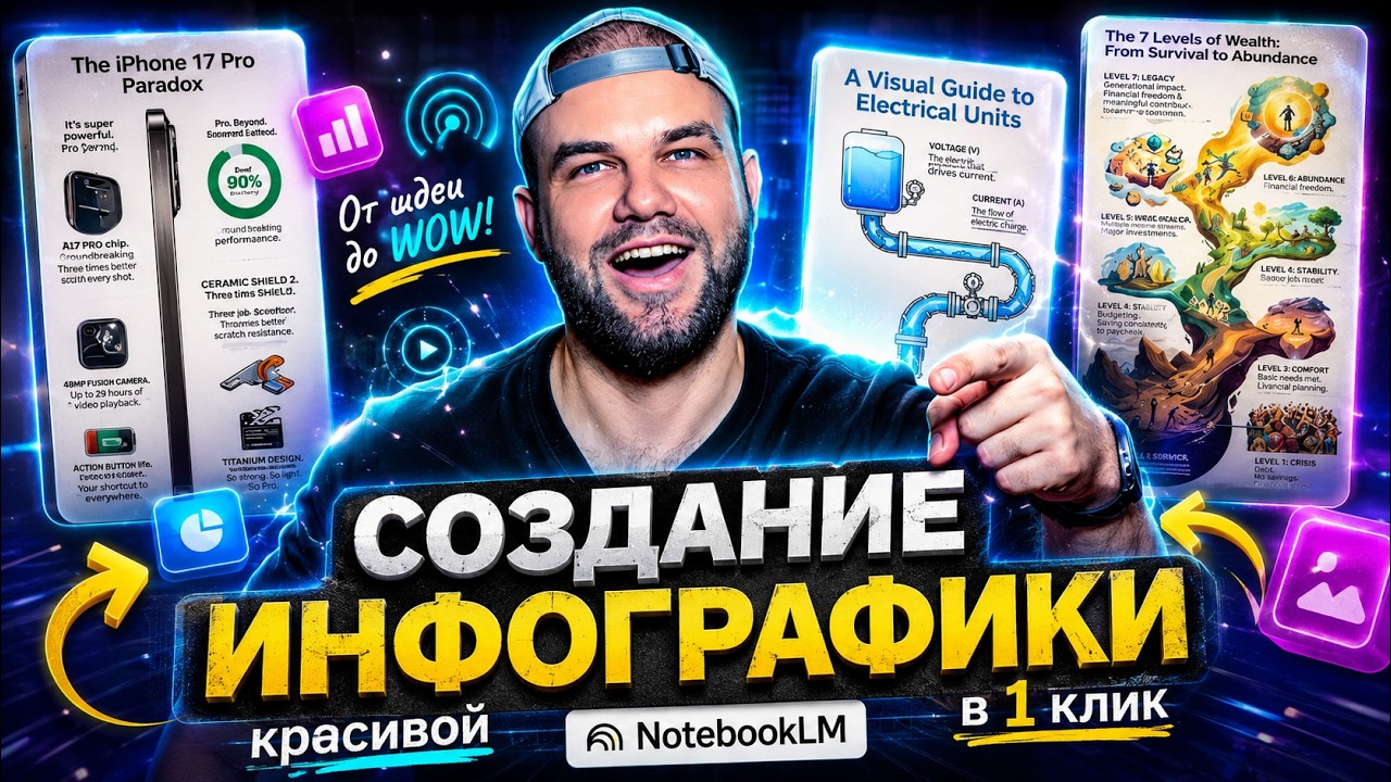 Создание качественной и красивой Инфографики, карт и таймлайнов в 3 клика с помощью NotebookLM