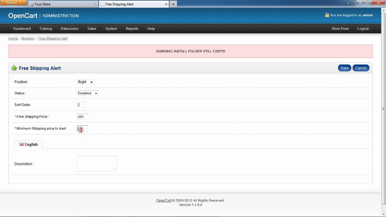 Opencart shipping alert Module.avi