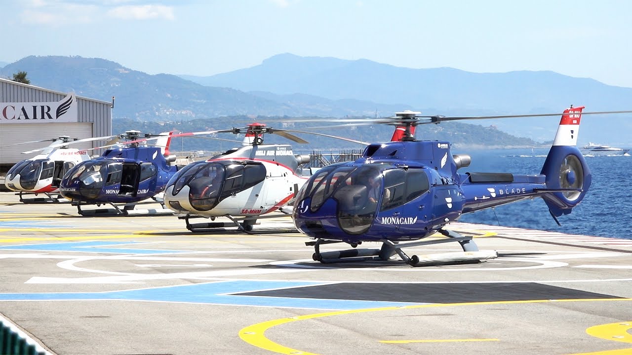 Airbus Helicopters H130 (EC130B4) landing and take off at Monaco heliport | avgeek