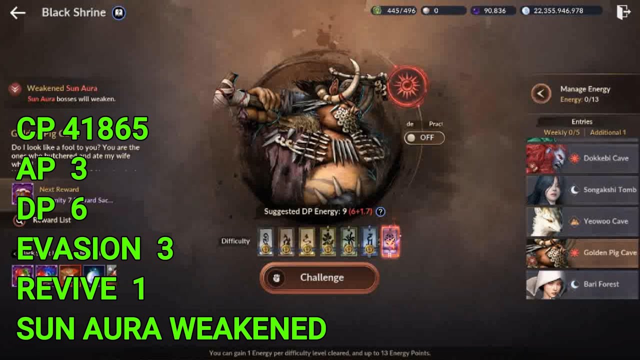 Black Desert Mobile : Shai CP 41865 ( Golden Pig King Calamity 7 )