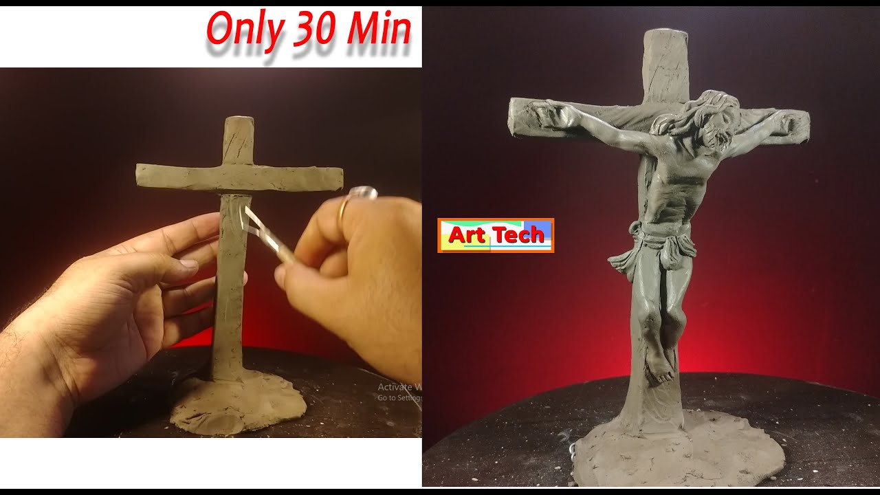 Jesus Sculpture Making easy Process || Clay Cross || Art Tech