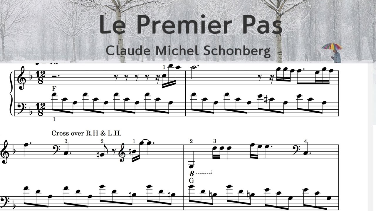 Le Premier Pas  (The First Step) / Piano Sheet Music /  Claude Michel Schonberg /by SangHeart Play
