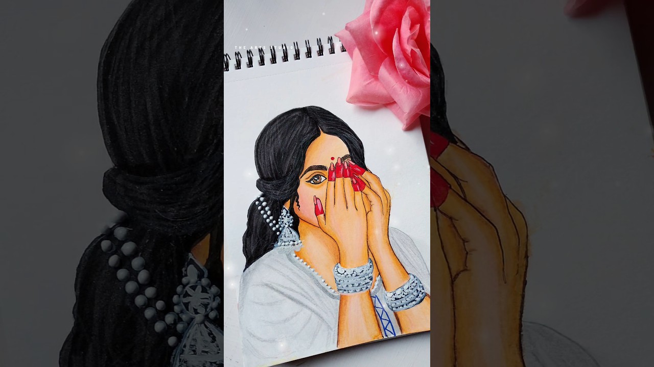 Indian girl drawing 🥰🩷✨ #shorts #trending #art #arttheartsstudio