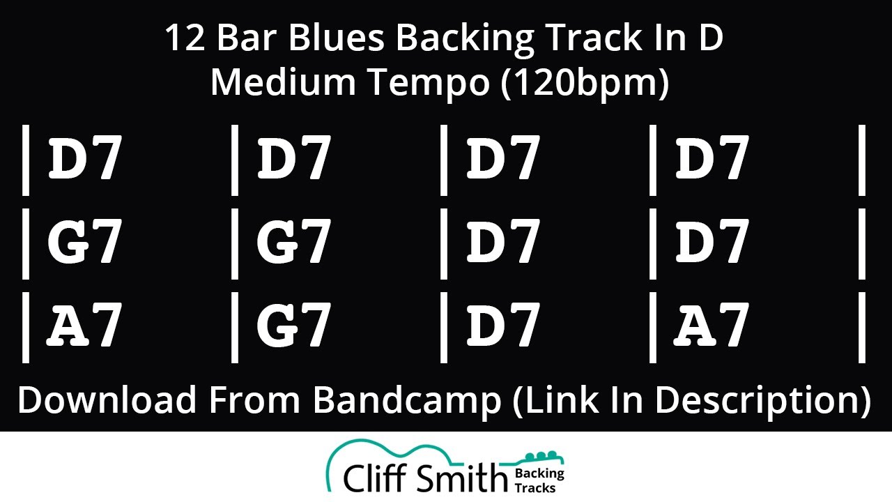 D - Medium Tempo 12 Bar Blues Backing Track (120bpm)