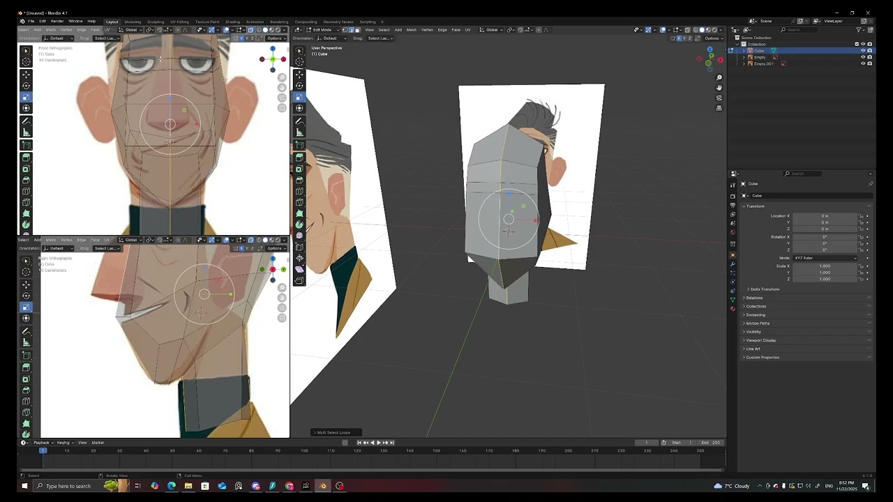 Box modelling the face part 1