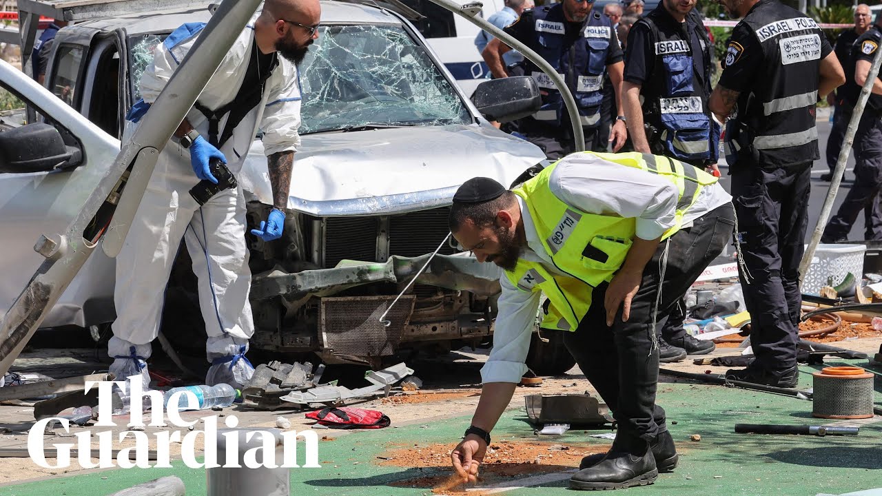 Aftermath of car ramming and stabbing in Tel Aviv