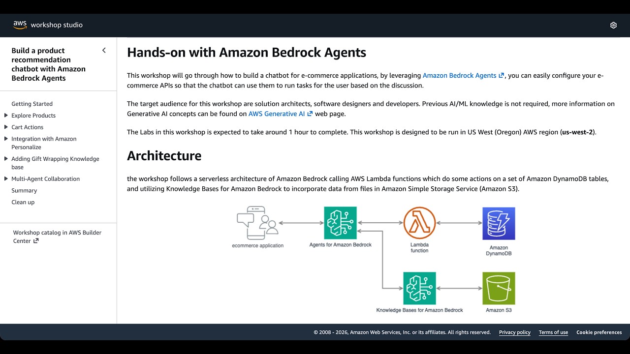 Build a product recommendation chatbot with Amazon Bedrock Agents [Your own AWS account]