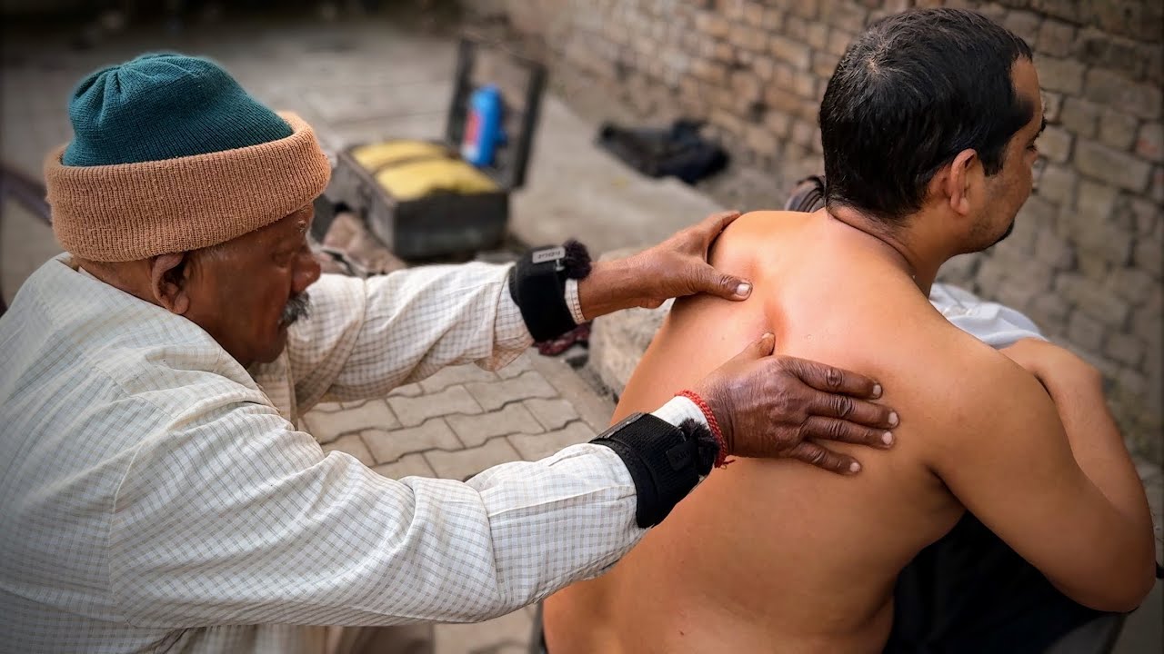 Asmr 1 Hour painkiller SHOULDER & BACK massage with FIRE 🔥 Therapy by Indian barber Narsa baba||