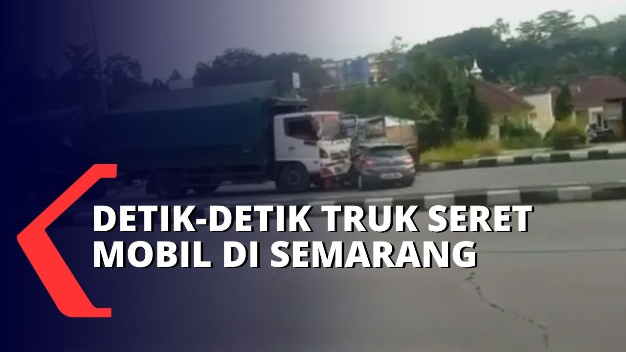 Viral! Detik-detik Truk Seret Mobil di Pintu Tol Bawen Semarang