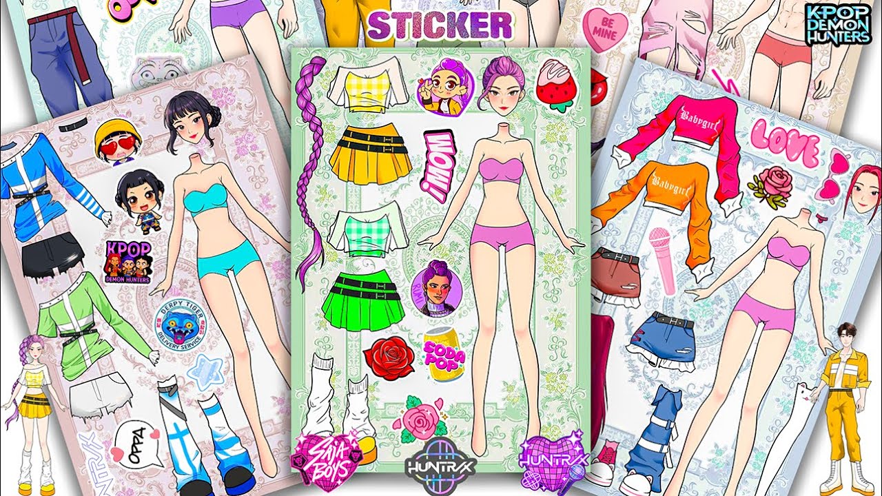 Oddly Satisfying ASMR Sticker Book Kpop Transformation! Mini Skirts & Energetic Style #165