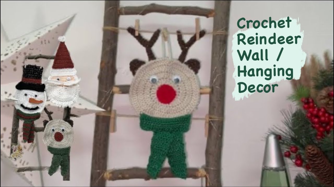 How to crochet a Christmas reindeer wall / hanging decoration | VGYS