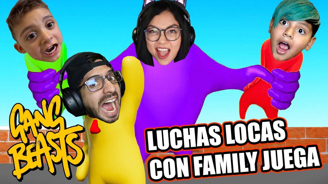 Luchas Locas Karim vs Dylan vs Kori vs Luky | Family Juega en Gang Beasts | Juegos Luky