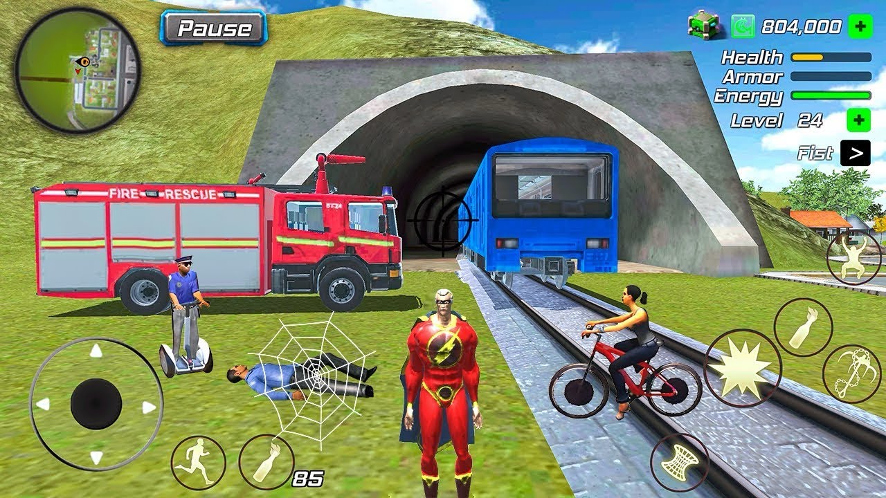 Amazing Iron Hero Gangster City - Fire Truck at Train Station - Android Gameplay 