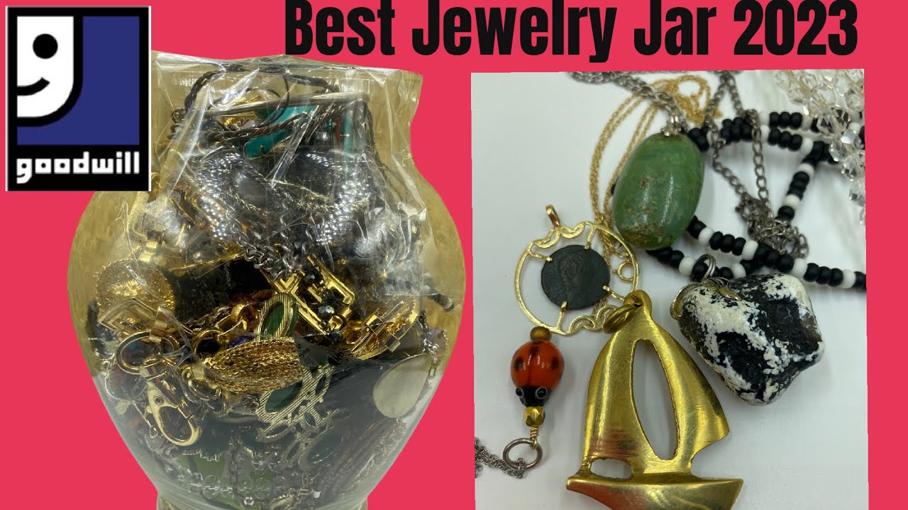 The BEST Goodwill  Jewelry Jar This Year! 14KT Gold, Jade, Pandora,