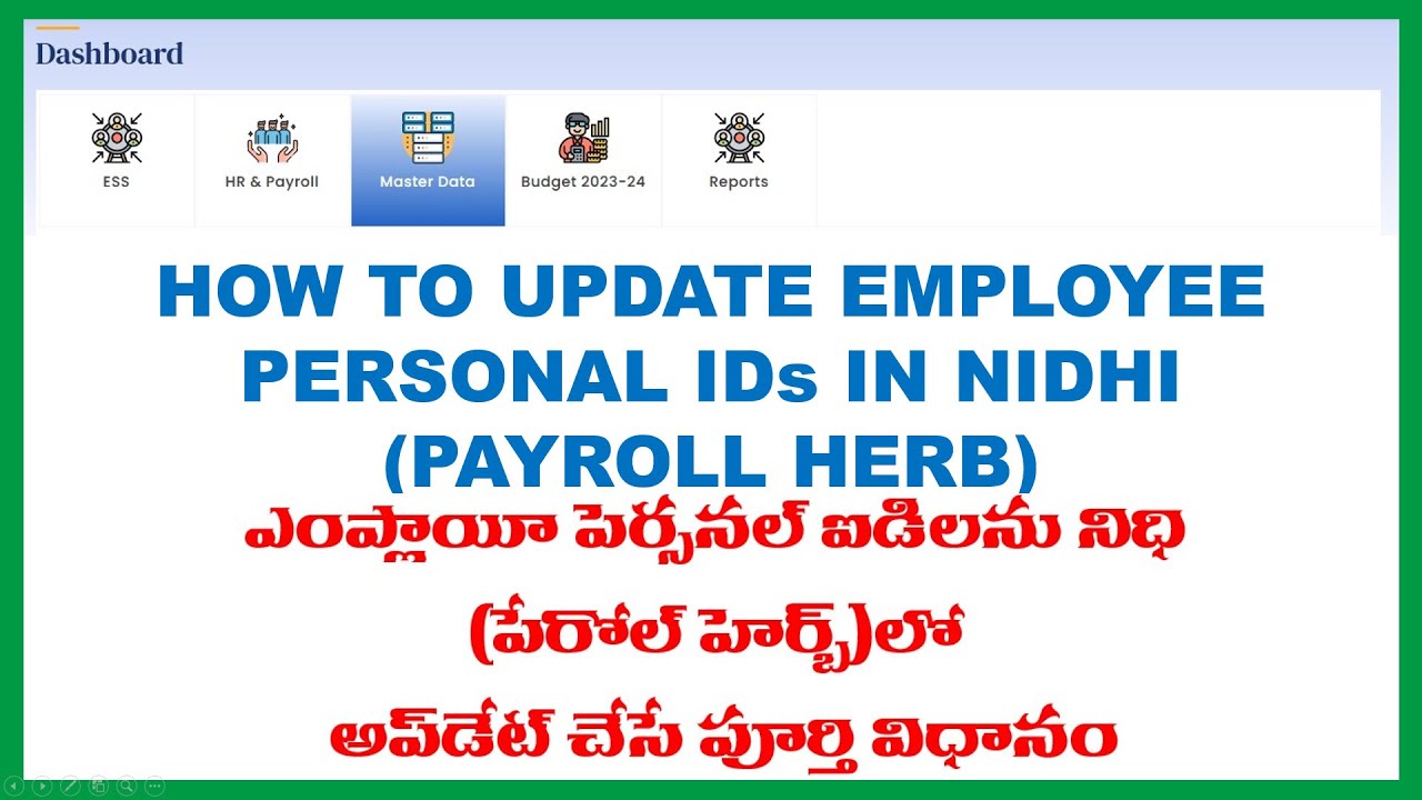 HOW TO UPDATE EMPLOYEE PERSONAL ID's IN NIDHI