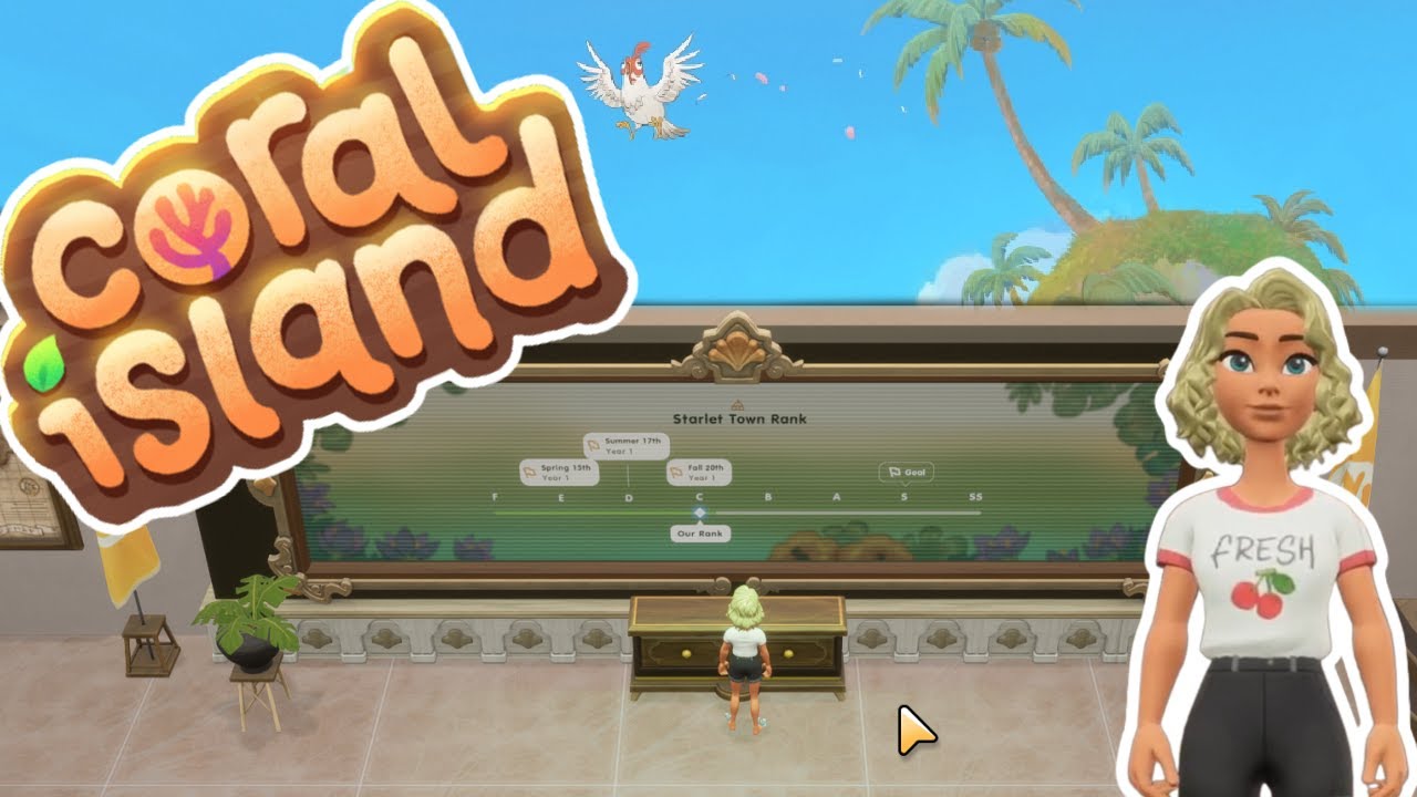 🌿 Coral Island, Getting our town to C rank, Learning to cook 😊