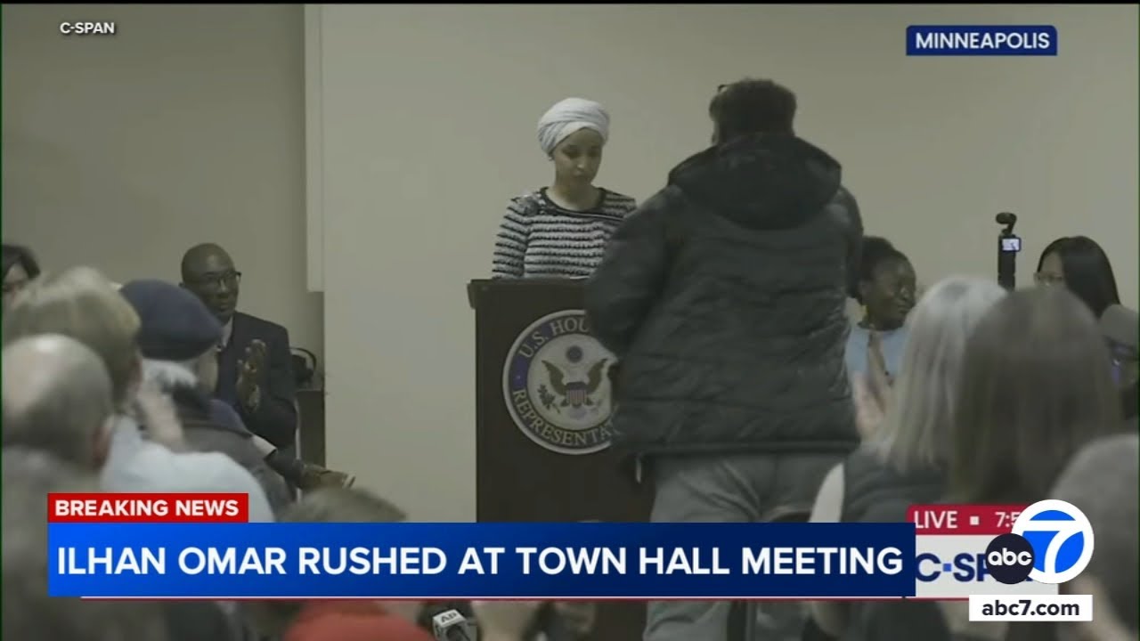 Man sprays unknown substance on Rep. Ilhan Omar at town hall