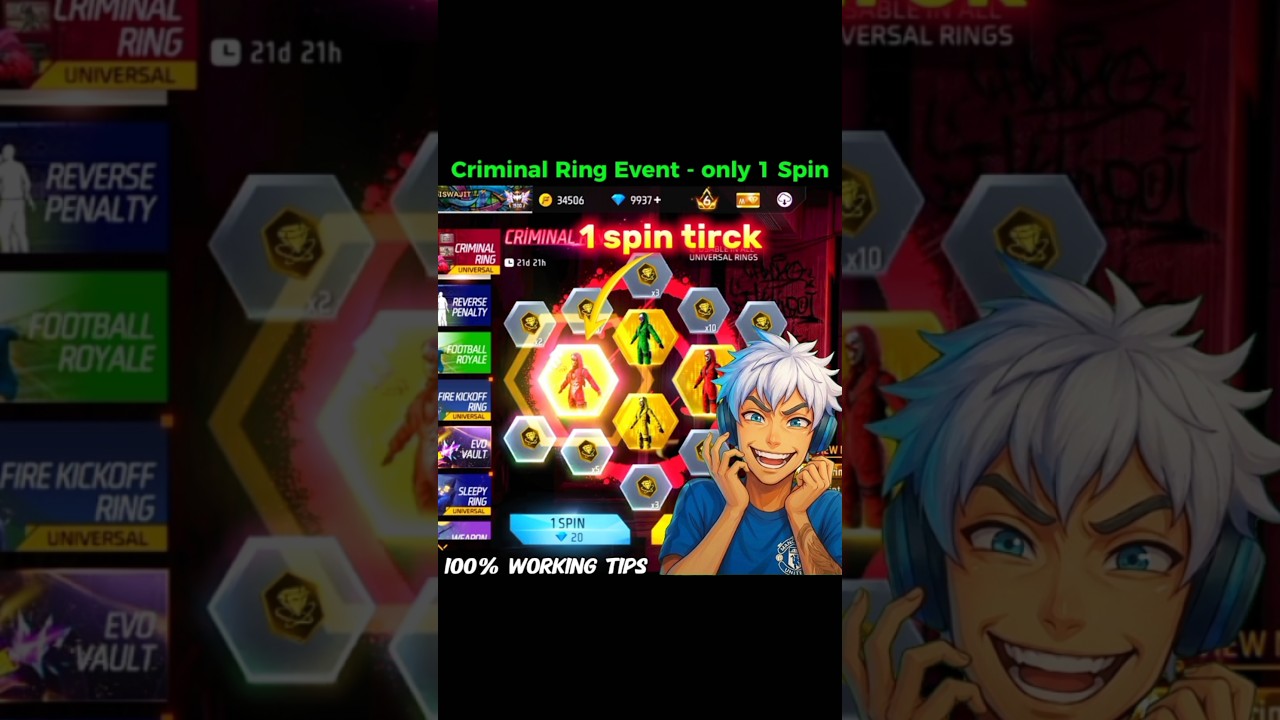 1 spin trick 💥 criminal bundle | new criminal ring event | fire new event #ffnewevent