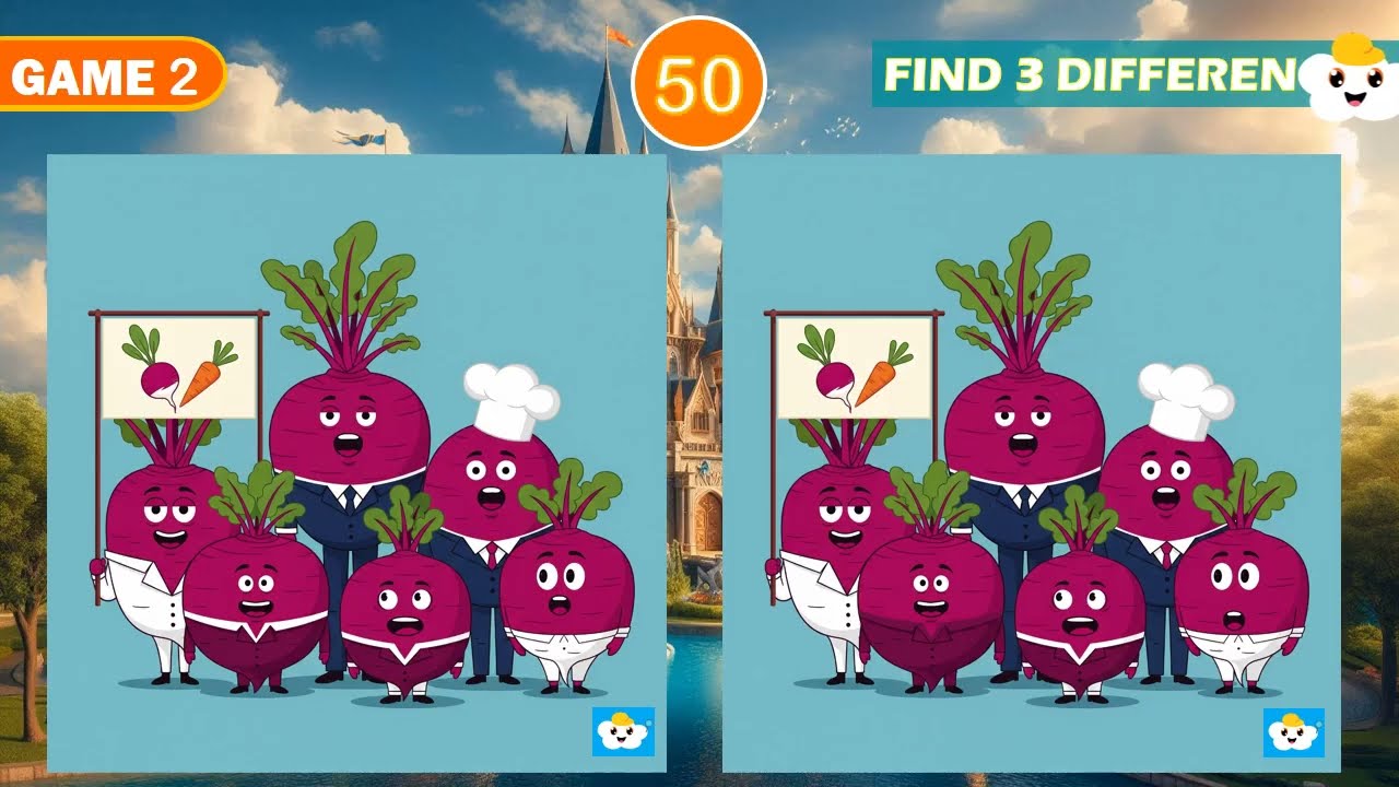 Spot The Difference Puzzle | Beetroot Citizens Tiger Playing Tennis Fox Artist Oil Painting Candy