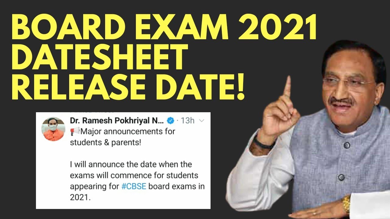 CBSE Board Exam FINAL Datesheet Release Date  | Board Exam 2021 | Class 10th and 12th