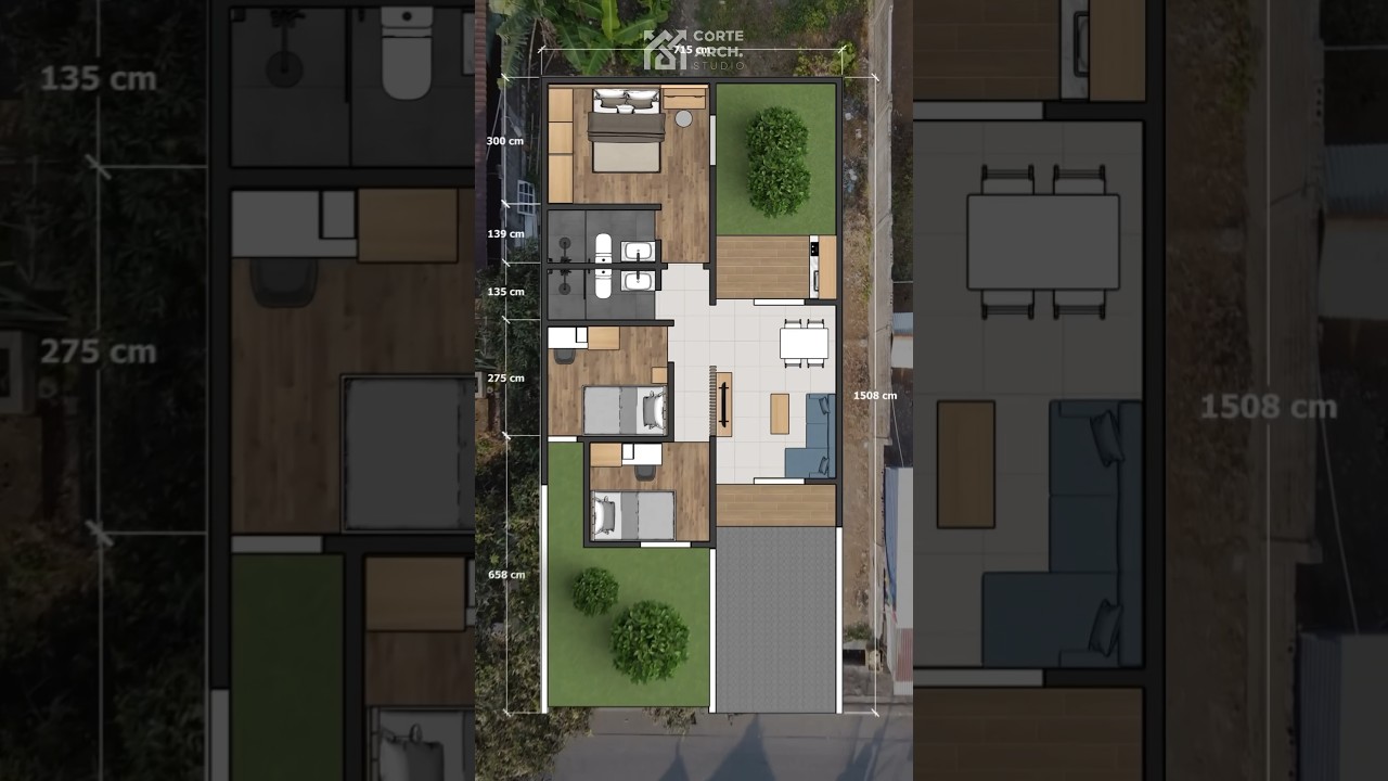 Denah Rumah minimalis ukuran 7x15 meter #rumah #rumahminimalis #desainrumah