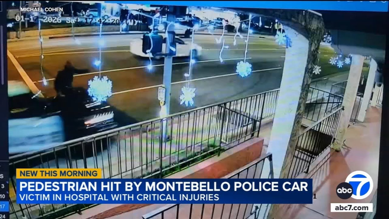 Pedestrian hit by Montebello police car in crash caught on video