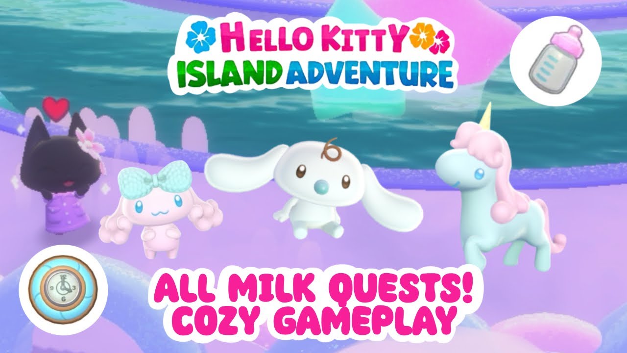 All of the Milk Quests from Hello Kitty Island Adventure! 🍼🫧✨ COZY GAMEPLAY PART 83 + Corune, Poron