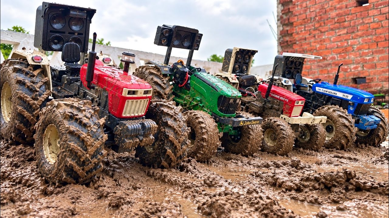 Powerful Tractors Got Stuck in Mud | Which Tractor Escaped? |John Deere Swaraj Holland Sonalika Indo