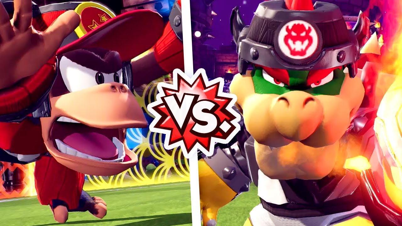 Mario Strikers Battle League - Barrel Diddy Kong Vs. Barrel Bowser
