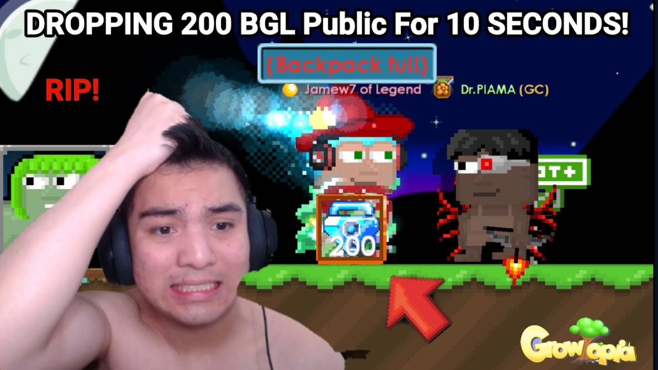 Dropping 200 BGL in Public For 10 Seconds! (RIP 200 BGLS) - Growtopia
