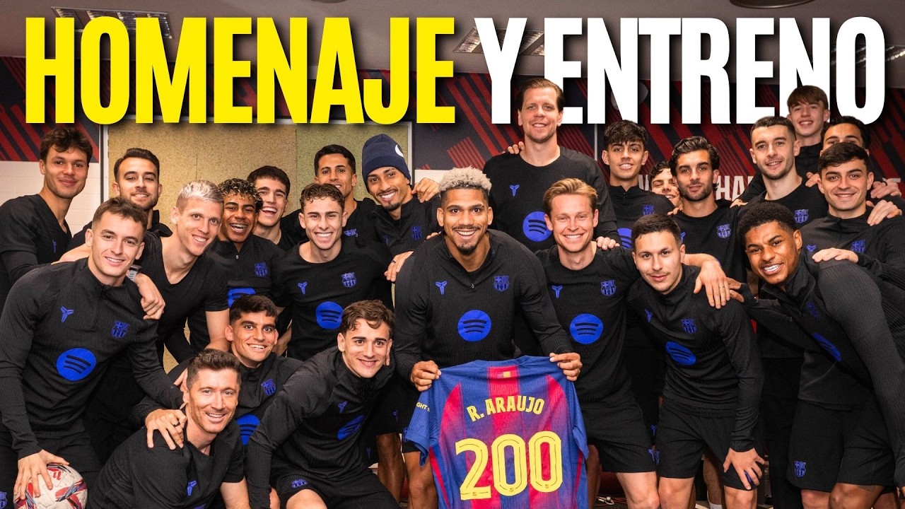 🔵🔴 HOMENAJE a Ronald ARAUJO y ENTRENAMIENTO en la Ciutat Esportiva